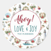 Nautisch vakantie gepersonaliseerd ronde sticker (Voorkant)