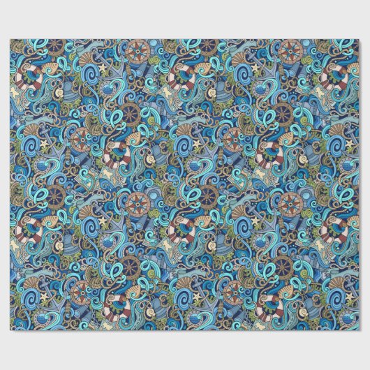 Nautisch verpakkingspapier cadeaupapier (Vlak)