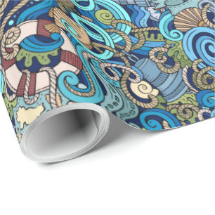 Nautisch verpakkingspapier cadeaupapier