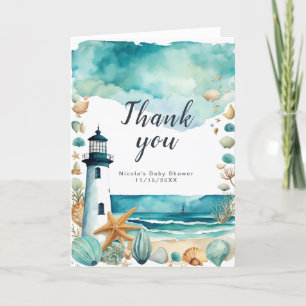 Nautisch vuurtoren Baby shower Bedankkaart