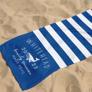 Nautisch Wal Blauw Monogram Strandlaken