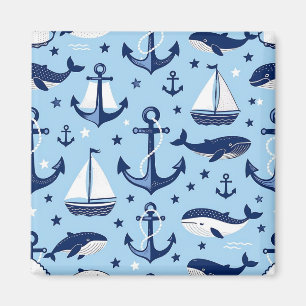Nautisch walvis ankers zeilboten patroon magneet