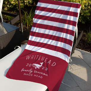 Nautisch walvis rood-wit monogram strand strandlaken