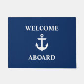 Nautisch welkom aan boord marineblauw deurmat (Voorkant)