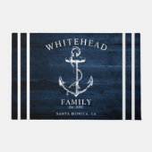 Nautisch Welkom Familienaam Anker Marine Blauw Hou Deurmat (Voorkant)