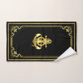 Nautisch wiel/anker zwart/goud bad handdoek (Handdoek)