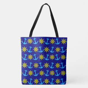 Nautisch wiel- en Ankerpatroonventilator Tote Bag