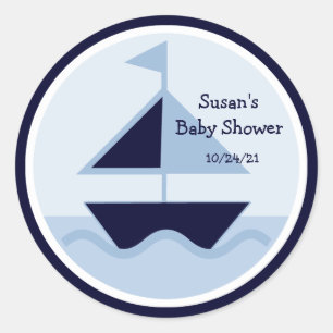 Nautisch/William/Sailboat/Stickers/Cupcake Topper  Ronde Sticker