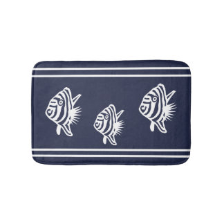 Nautisch Wit op Navy Angelfish Kust Badmat