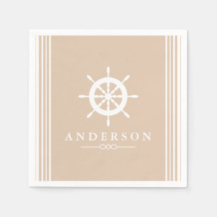 Nautisch Wit Schip Helm & Taupe Servet