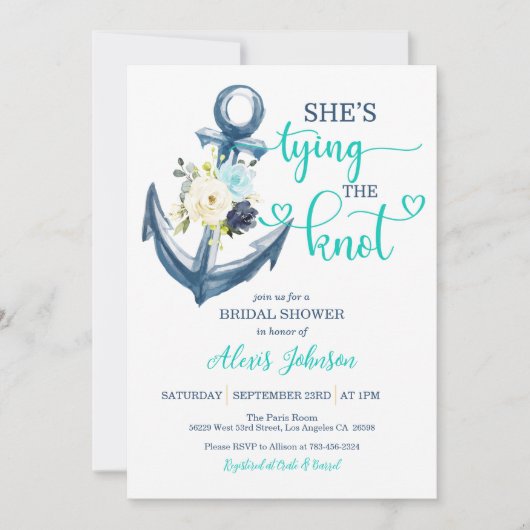 Nautisch Ze is Tying the Knot Vrijgezellenfeest (B Kaart (Voorkant)