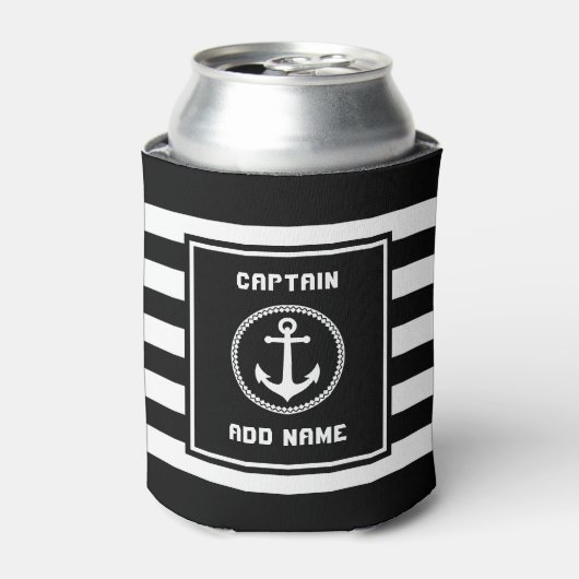 Nautisch Zee Anchor Captain Naam of Boot gestript Blikjeskoeler (Blikje Voorkant)