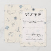 Nautisch Zee Bruiloft RSVP Kaartje (Voorkant / Achterkant)