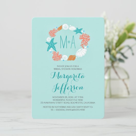 Nautisch zee krans strand vrijgezellenfeest nodigt kaart (Staand voorkant)