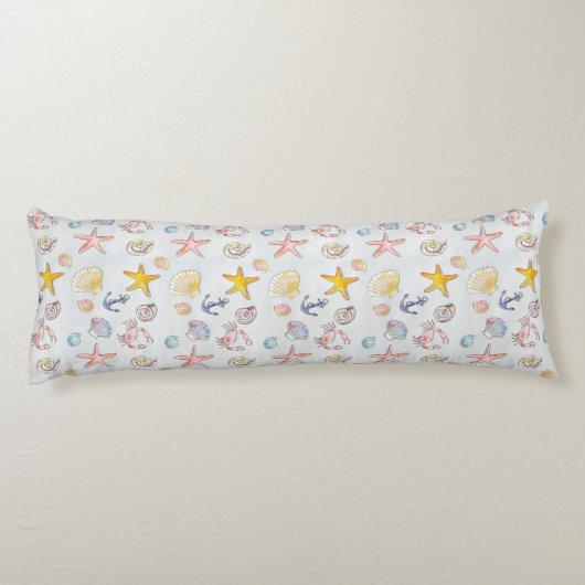 Nautisch Zee Ocean Seashells Starfish Home Bedding Lichaamskussen (Achterkant)