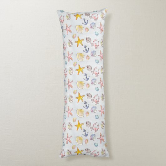 Nautisch Zee Ocean Seashells Starfish Home Bedding Lichaamskussen (Achterkant (Verticaal))