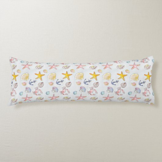 Nautisch Zee Ocean Seashells Starfish Home Bedding Lichaamskussen (Voorkant)