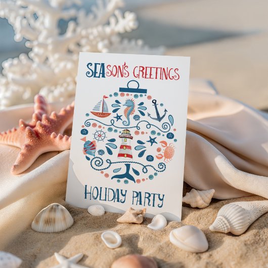 Nautisch Zee Ornament Kustkerstfeest Kaart
