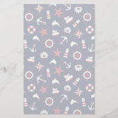 Nautisch Zee Patroon Briefpapier (Voorkant)