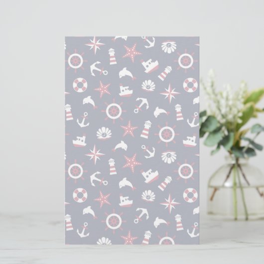 Nautisch Zee Patroon Briefpapier (Staand voorkant)
