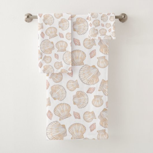 Nautisch Zee Shell Pattern Bad Handdoek (Insitu)