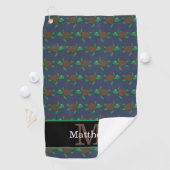 Nautisch Zee Turtle Pattern Initiaal Monogram Golfhanddoek (Insitu)
