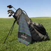 Nautisch Zee Turtle Pattern Initiaal Monogram Golfhanddoek (Groen)