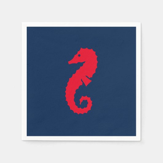 Nautisch zeeaardenblauw en rood papier servet (Voorkant)