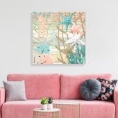 Nautisch zeesoortstrand - Koraal Canvas Afdruk (Insitu (Woonkamer))