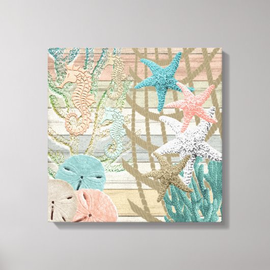 Nautisch zeesoortstrand - Koraal Canvas Afdruk (Voorkant)