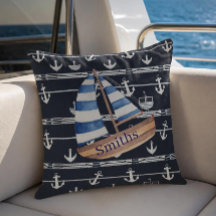 Nautisch zeilboot & anker marineblauw