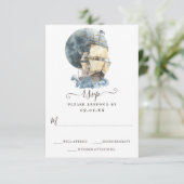 Nautisch Zeilschip Strand Bestemming Bruiloft RSVP Kaartje (Staand voorkant)