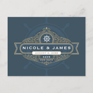Nautisch zeilstrand bruiloft Save the Date Briefkaart