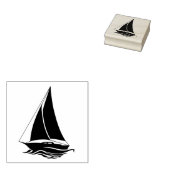 Nautisch zwart anker/zeilboot silhouet op zee 	rubberstempel (Gestempeld)