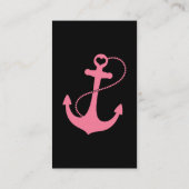 Nautisch zwart en roze visitekaartje (Achterkant)