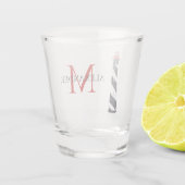 Nautisch zwart-wit vuurtorenmonogram shot glas (Achterkant)