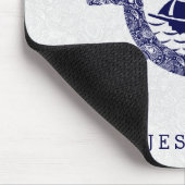 Nautisch zwoerd blauw en wit muismat (Hoek)