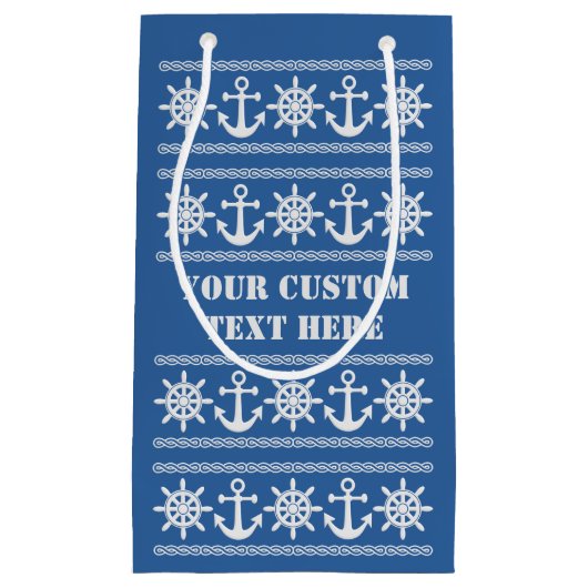 Nautische aangepaste tekst- en kleurencadeautassen klein cadeauzakje (Voorkant)