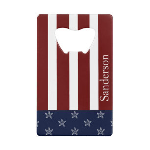 Nautische Amerikaanse vlag Rode Blauwe Starvis Kredietkaart Flessenopener