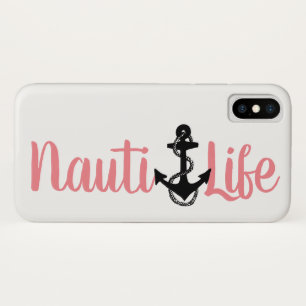 nautische ANCHOR + NAUTI LIFE-lettertekens iPhone X Hoesje