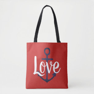 nautische ANCHOR + script LOVE Draagtas