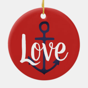 nautische ANCHOR + script LOVE Keramisch Ornament