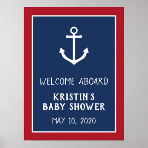 Nautische anker baby shower welkomstbord poster