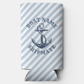 Nautische anker blauw wit streep gepersonaliseerd (Achterkant)