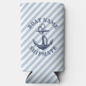 Nautische anker blauw wit streep gepersonaliseerd (Voorkant)