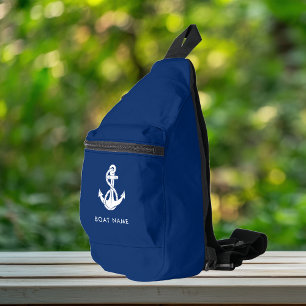 Nautische Anker Boot Naam Blauw Custom Sling Bag