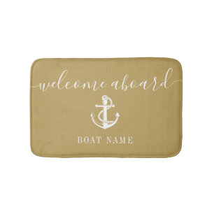 Nautische Anker Boot Naam Goud Welkom aan boord Badmat