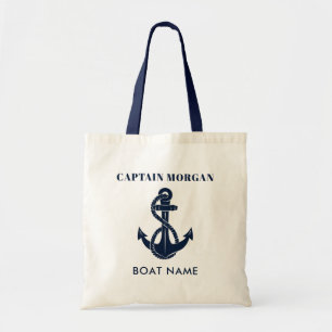 Nautische Anker Boot Naam Kapitein Aangepast Tote Bag