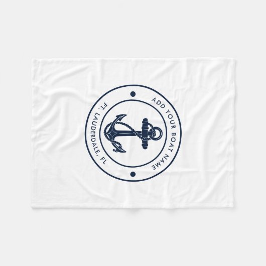 Nautische Anker Boot Naam Navy Blue Boating Swag Fleece Deken (Voorkant (Horizontaal))