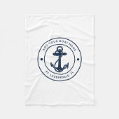Nautische Anker Boot Naam Navy Blue Boating Swag Fleece Deken (Voorkant)
